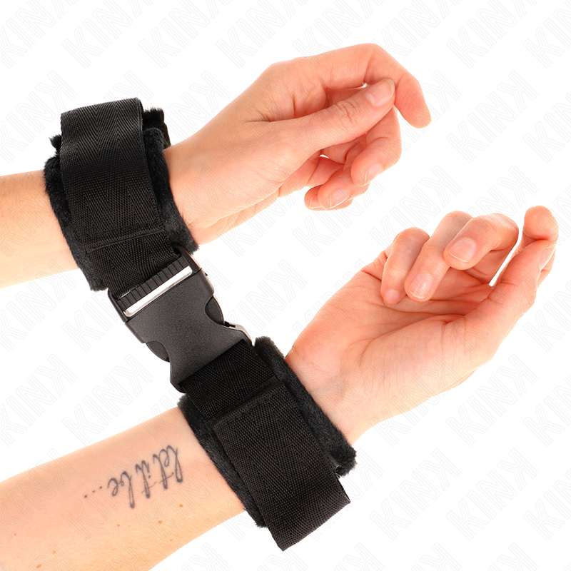 KINK - NYLONOWE KAJDANKI NA RZEPY NA NADGARSTEK CZERWONO-CZARNE MODEL 1 REGULOWANE 25-35 CM X 6 CM