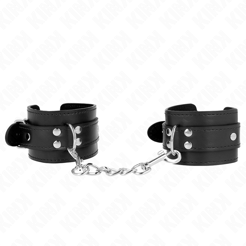 KINK - PROSTE KAJDANKI NA NADGARSTKI, CZARNE, REGULOWANE 20-23 CM X 5.5 CM