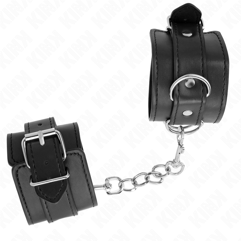 KINK - PROSTE KAJDANKI NA NADGARSTKI, CZARNE, REGULOWANE 20-23 CM X 5.5 CM