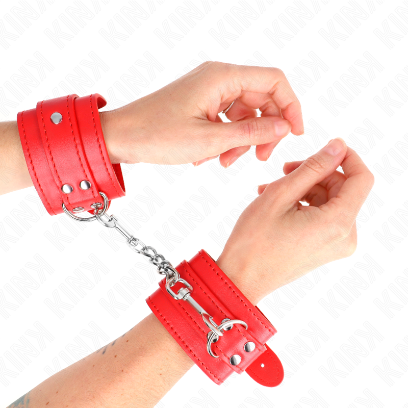 KINK – PROSTE KAJDANKI NA NADGARSTKI CZERWONE REGULOWANE 20-23 CM X 5.5 CM
