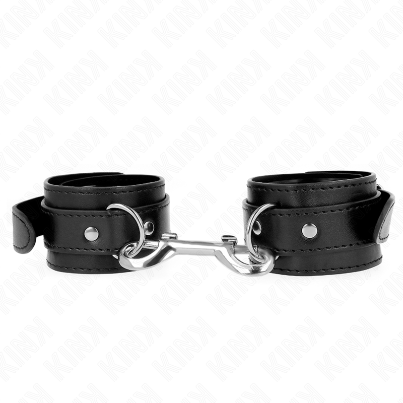 KINK - KAJDANKI NA NADGARSTKI - CZARNE REGULOWANE 17-28 CM X 5 CM, JEDEN RZĄD NITÓW
