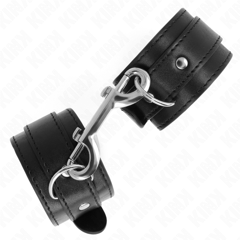 KINK - KAJDANKI NA NADGARSTKI - CZARNE REGULOWANE 17-28 CM X 5 CM, JEDEN RZĄD NITÓW