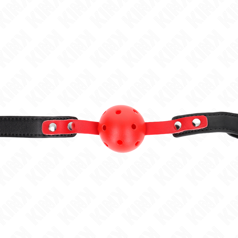 KINK - RED HOLLOW HARD BALL 4 CM GAG CZARNY PASEK 60 x 2 CM REGULOWANY 37-52 CM