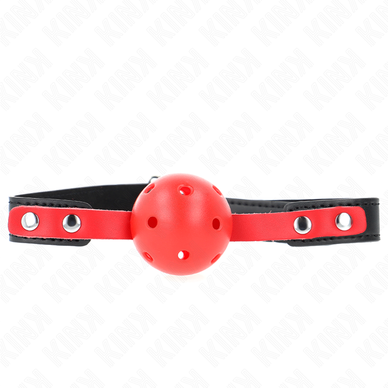 KINK - RED HOLLOW HARD BALL 4 CM GAG CZARNY PASEK 60 x 2 CM REGULOWANY 37-52 CM