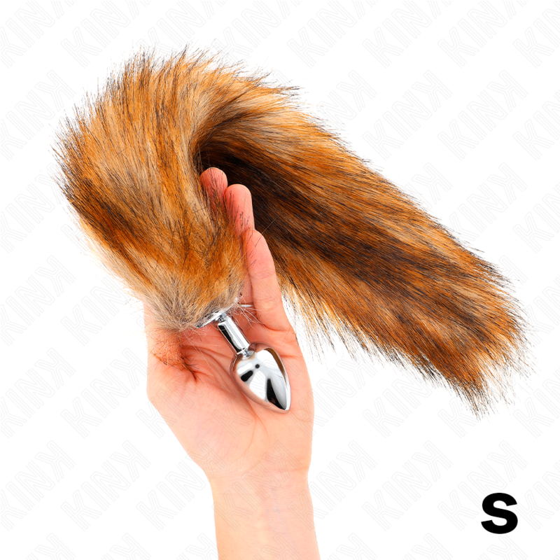 KINK - KOREK ANALNY ROZMIAR S 7 X 3 CM Z SYNTETYCZNYM OGONEM 40 CM BRĄZOWY