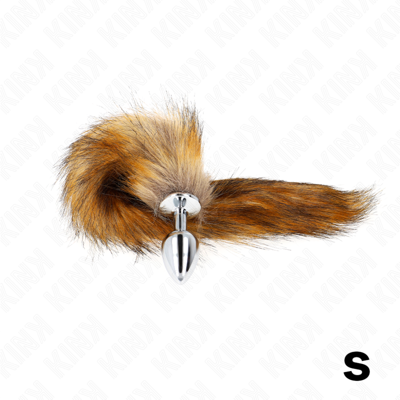 KINK - KOREK ANALNY ROZMIAR S 7 X 3 CM Z SYNTETYCZNYM OGONEM 40 CM BRĄZOWY