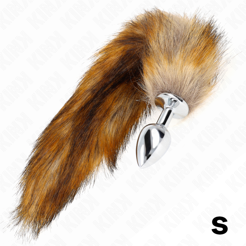 KINK - KOREK ANALNY ROZMIAR S 7 X 3 CM Z SYNTETYCZNYM OGONEM 40 CM BRĄZOWY