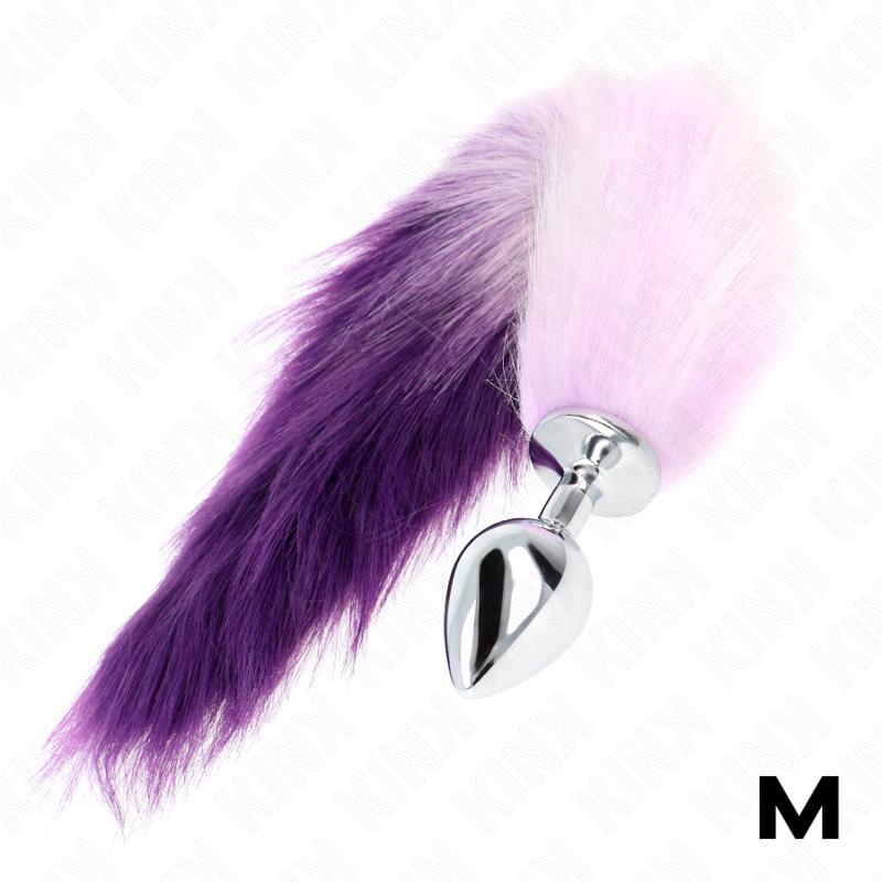 KINK - KOREK ANALNY ROZMIAR M 8 X 3.5 CM Z SYNTHETYCZNYM OGONEM 40 CM FIOLETOWY