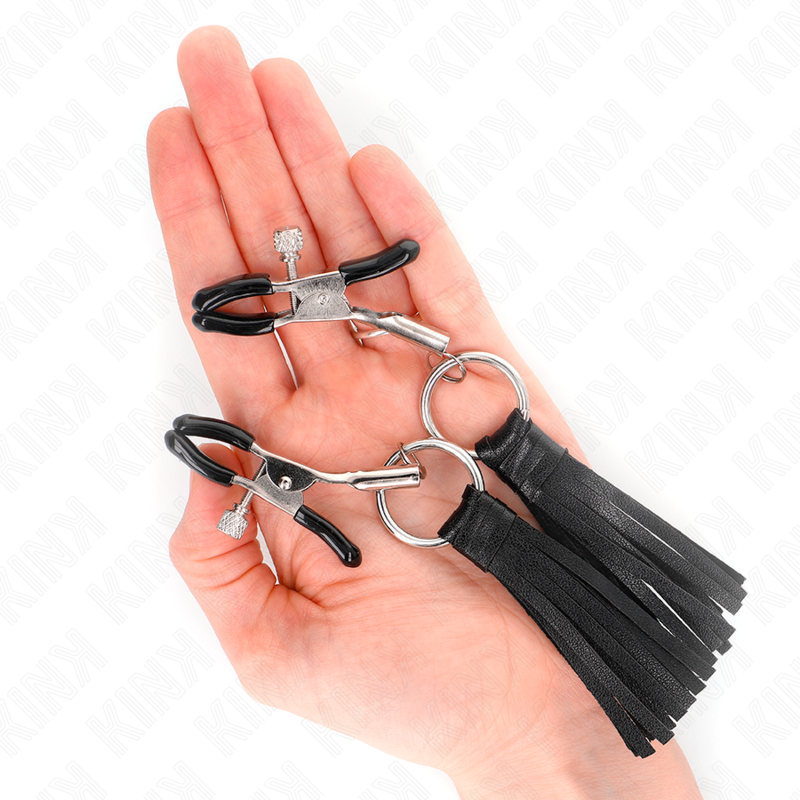 KINK – ZACISKI NA SUTKI Z CHWOSTAMI ZE SZTUCZNEJ SKÓRY 6 CM