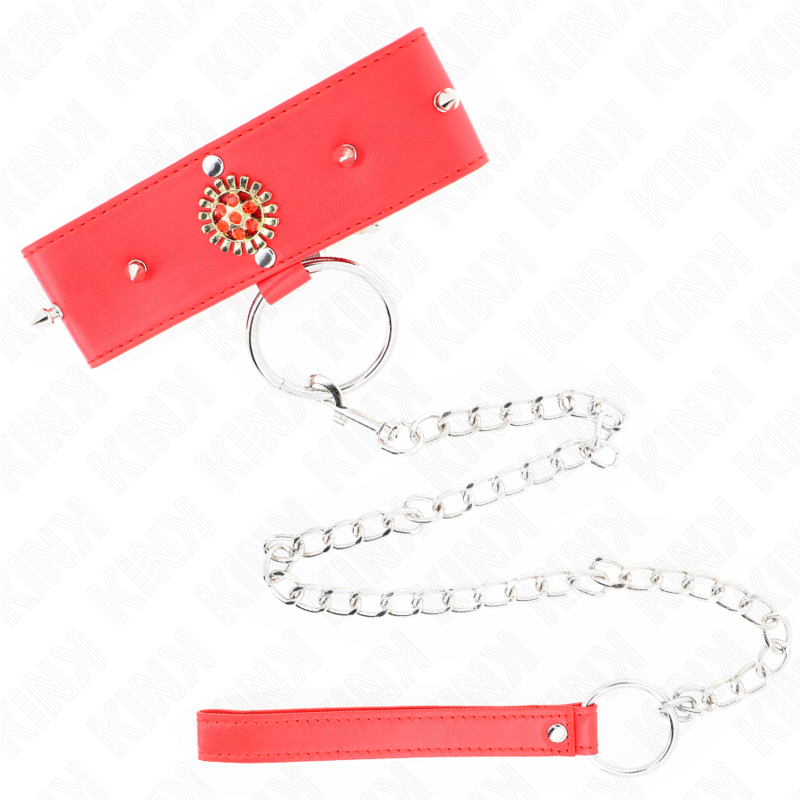KINK - NASZYJNIK Z CZERWONYCH DIAMENTÓW Z PASKIEM 65 CM REGULOWANY 35-51 CM X 7 CM