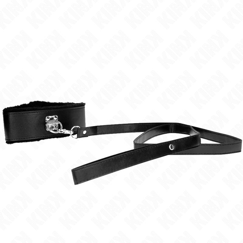 KINK - NASZYJNIK ZE SMYCZĄ 116 CM ZE SREBRNYMI NITAMI MODEL 4 CZARNY REGULOWANY 40-48 CM X 6 CM