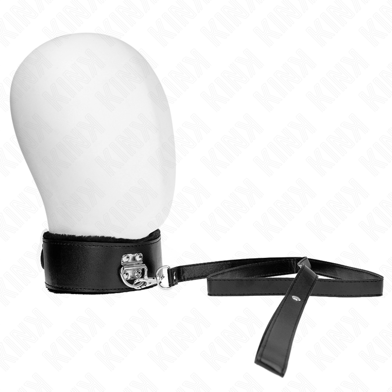 KINK - NASZYJNIK ZE SMYCZĄ 116 CM ZE SREBRNYMI NITAMI MODEL 4 CZARNY REGULOWANY 40-48 CM X 6 CM