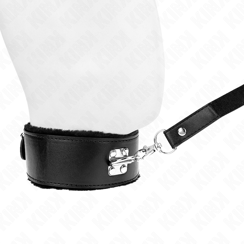 KINK - NASZYJNIK ZE SMYCZĄ 116 CM ZE SREBRNYMI NITAMI MODEL 4 CZARNY REGULOWANY 40-48 CM X 6 CM