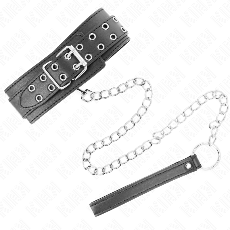 KINK - NASZYJNIK Z PASKIEM 65 CM SREBRNE KLAMRY REGULOWANY 33-46 CM X 5,5 CM