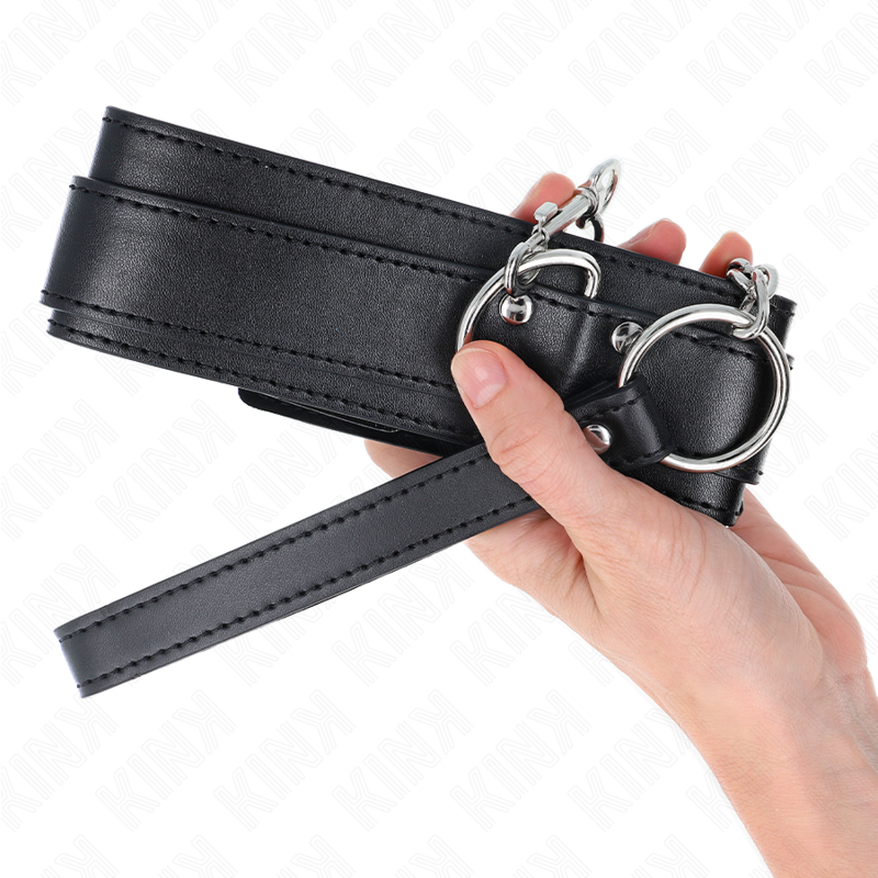 KINK - NASZYJNIK Z PASKIEM 65 CM SREBRNE KLAMRY REGULOWANY 33-46 CM X 5,5 CM