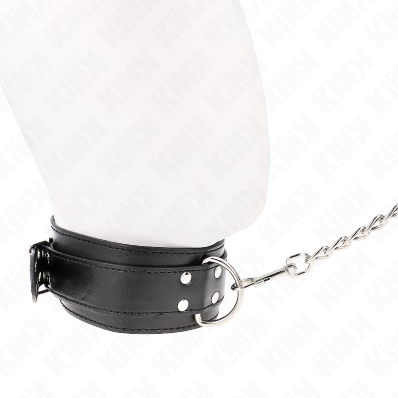 KINK - NASZYJNIK Z PASKIEM 65 CM SREBRNE KLAMRY REGULOWANY 33-46 CM X 5,5 CM