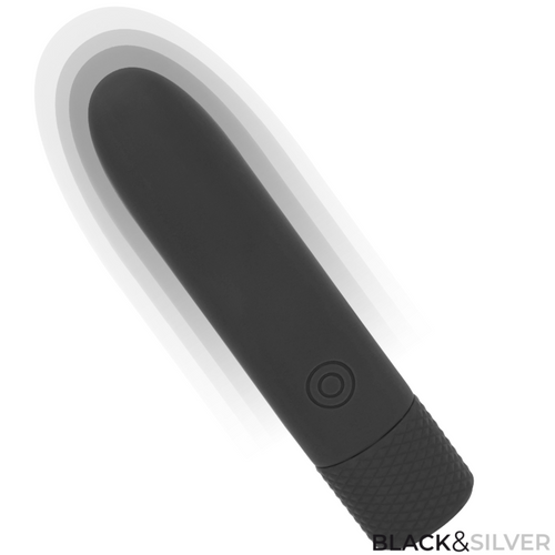 CZARNO-SREBRNY – WIBRUJĄCY POCISK GERI USB Z MOŻLIWOŚCIĄ ŁADOWANIA, 8 WIBRACJI, CZARNY, 10 X 2,2 CM