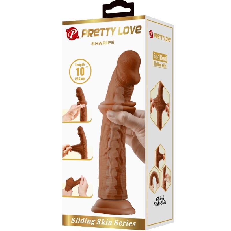 PRETTY LOVE - REALISTYCZNE DILDO SHARIFE 25 CM BRĄZOWE