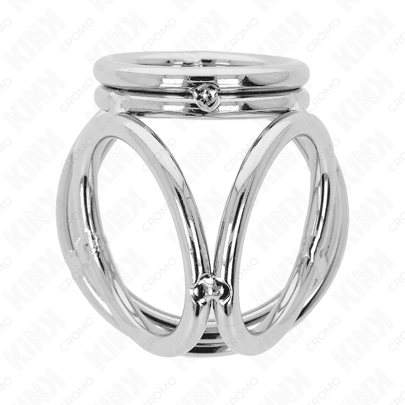 KINK - POTRÓJNY CHROMOWANY METALOWY PIERŚCIEŃ NA PENISA 3,8 CM DO 5 CM MODEL 1