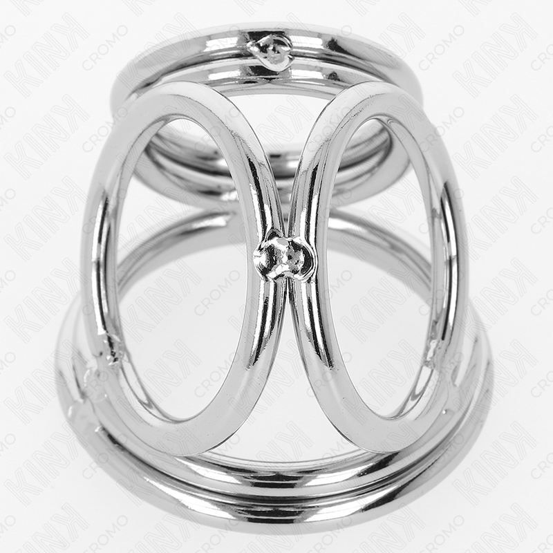 KINK - POTRÓJNY CHROMOWANY METALOWY PIERŚCIEŃ NA PENISA 3,8 CM DO 5 CM MODEL 1