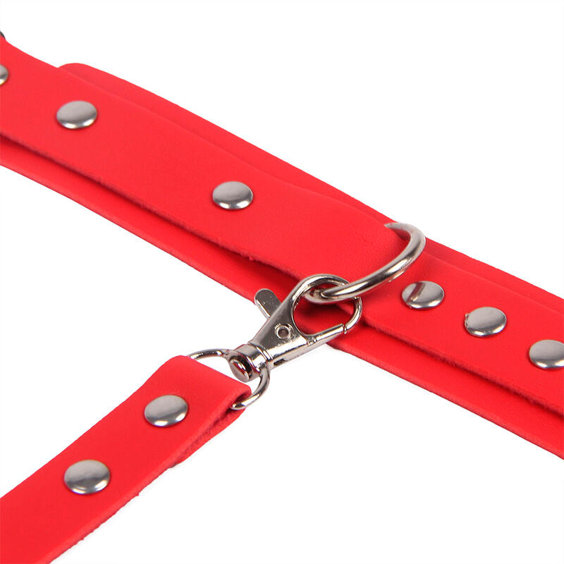 SUBBLIME - 953706 KAJDANKI Z PASem BONDAGE CZERWONE UNIWERSALNY ROZMIAR
