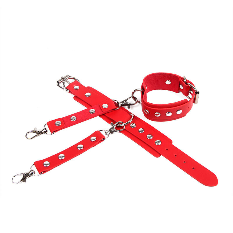 SUBBLIME - 953706 KAJDANKI Z PASem BONDAGE CZERWONE UNIWERSALNY ROZMIAR