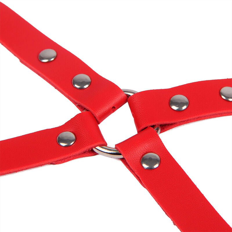 SUBBLIME - 953706 KAJDANKI Z PASem BONDAGE CZERWONE UNIWERSALNY ROZMIAR