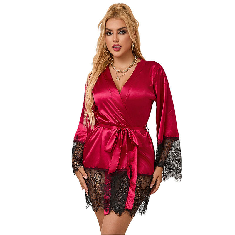 SUBBLIME - 953829 ELEGANCKA KORONKOWA PIŻAMA + STRINGI CZERWONA L/XL
