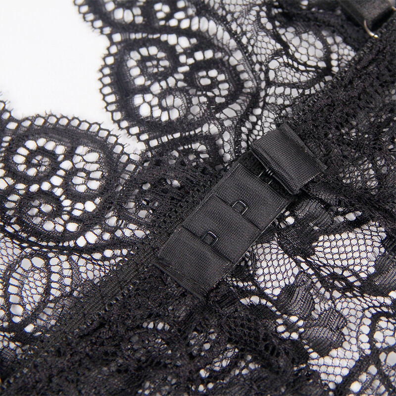 SUBBLIME - 953928 KOSZULKA NOCNA JEDWAB I KORONKA + MAJTKI CZARNY L/XL