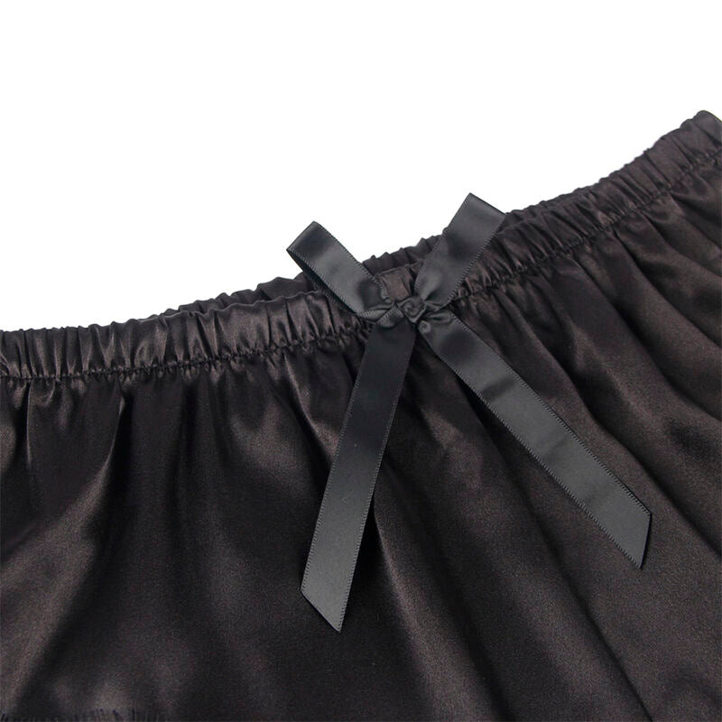 SUBBLIME - 953942 KOSZULA NOCNA Z JEDWABIU Z KORONKOWYMI SPODNIAMI CZARNA L/XL
