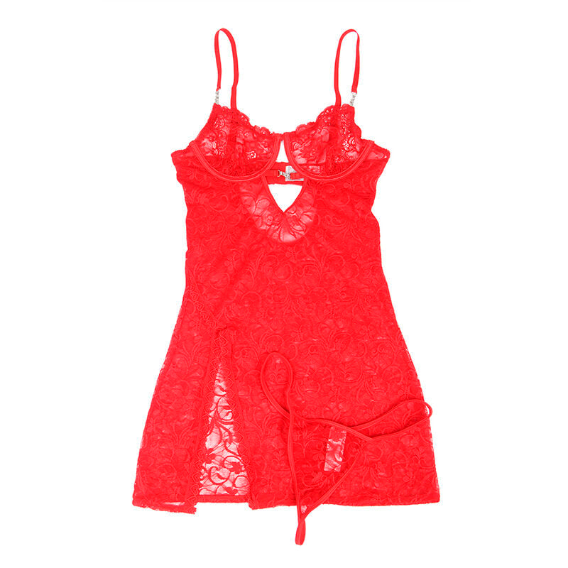 SUBBLIME - 954208 KORONKOWA KOSZULKA BABYDOL Z REGULOWANYMI RAMIĄCZKAMI CZERWONA S/M