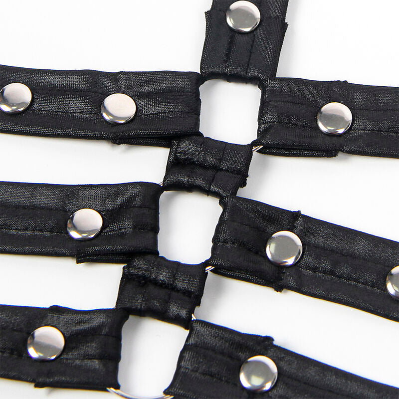 SUBBLIME - 954413 SKÓRZANE BODY BONDAGE CZARNE L/XL