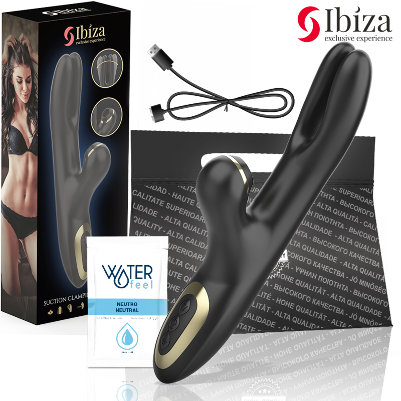 IBIZA - PODWÓJNY WIBRATOR ZACISKOWY CZARNY