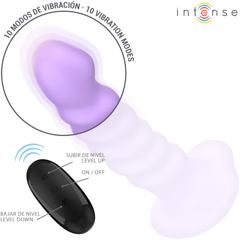 INTENSE - BRENDA WIBRATOR ROZMIAR M SPIRALNY WZÓR 10 WIBRACJI FIOLETOWY ZDALNE STEROWANIE
