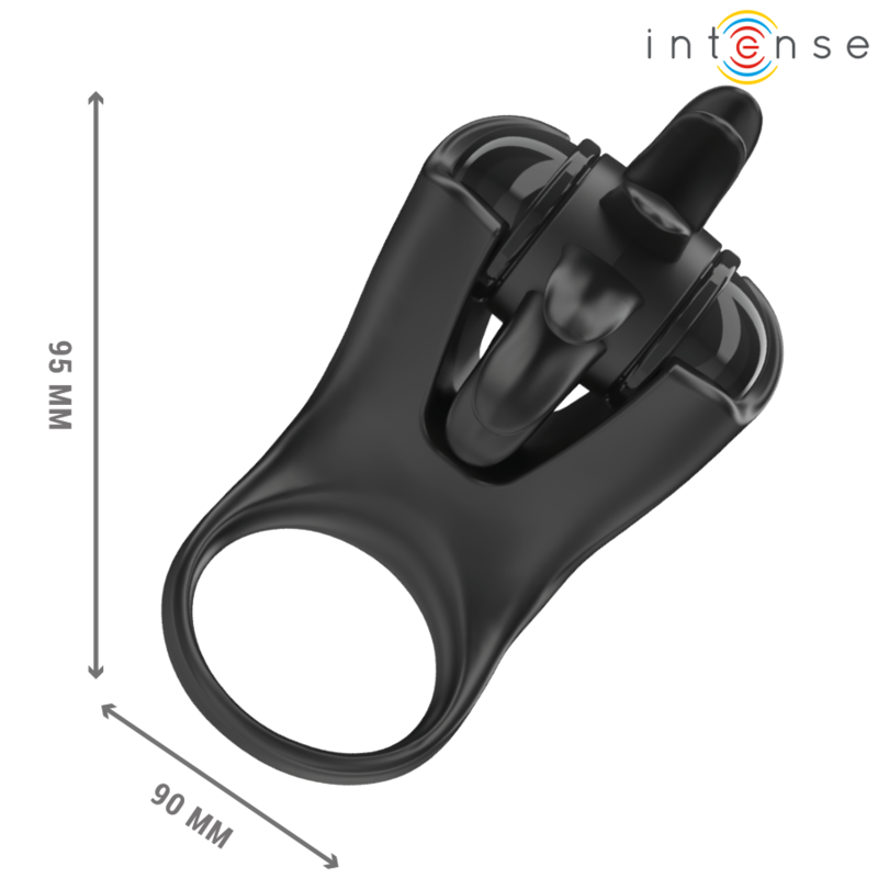 INTENSE - WIBRUJĄCY PIERŚCIEŃ MABEL 10 WIBRACJI ZE STYMULATOREM ŁECHTACZKI CZARNY