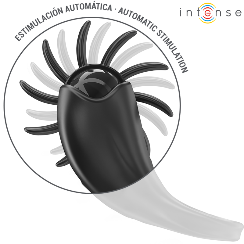 INTENSE - WIBRUJĄCY PIERŚCIEŃ MABEL 10 WIBRACJI ZE STYMULATOREM ŁECHTACZKI CZARNY