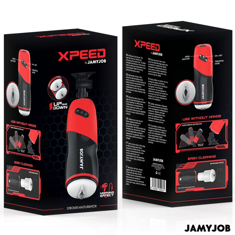 JAMYJOB - XPEED AUTOMATYCZNY MASTURBATOR WAGINALNY 5 TRYBÓW PCHAJĄCYCH I EFEKTY DŹWIĘKOWE