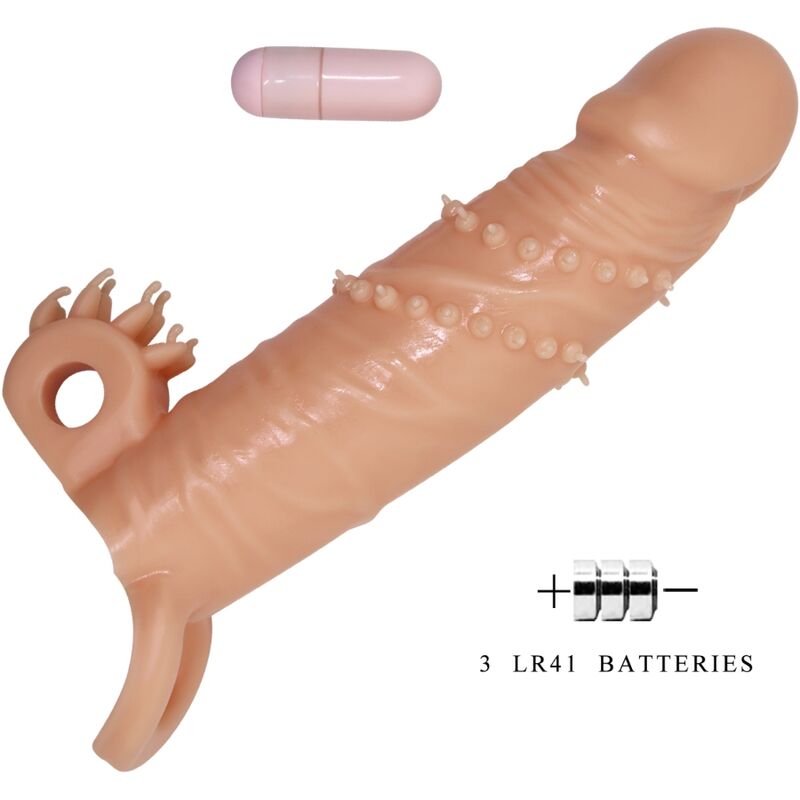PRETTY LOVE - NAKŁADKA NA PENISA Z WIBRATOREM ŁECHTACZKI FLESH