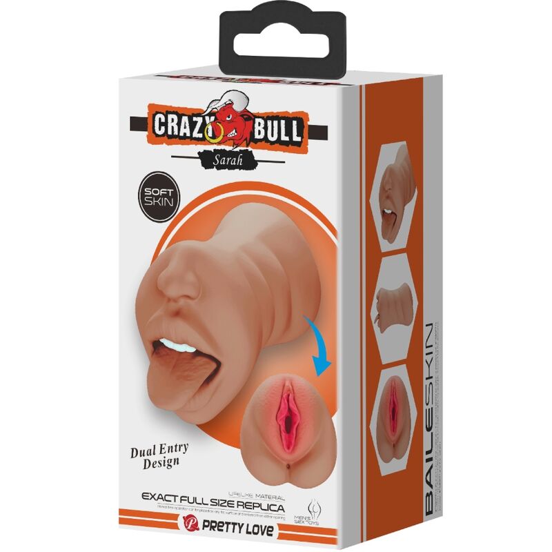 CRAZY BULL - SARAH PODWÓJNY MASTURBATOR USTA I WAGINA CIELISTA