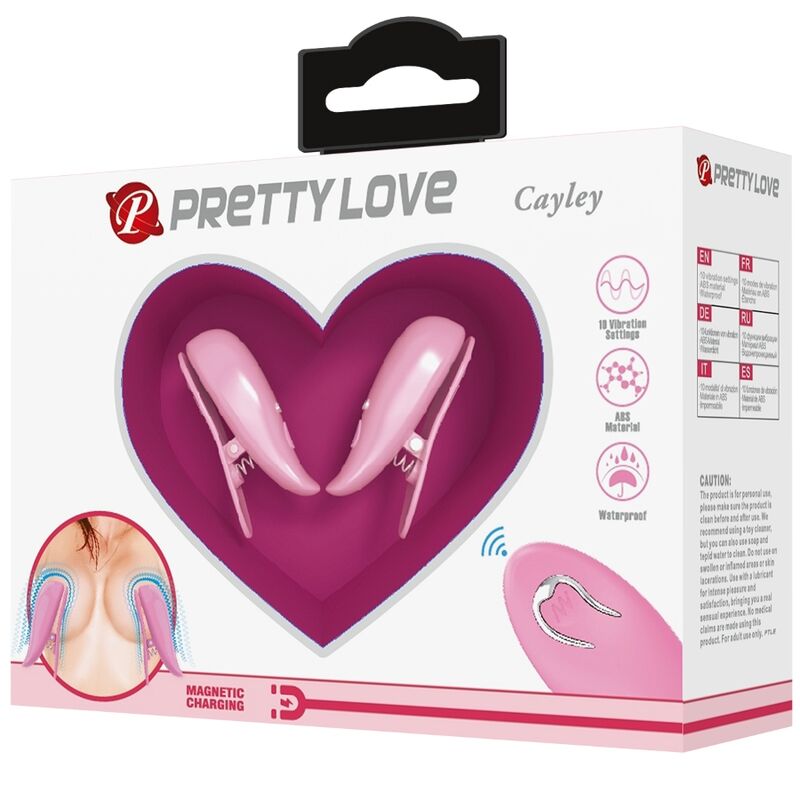 PRETTY LOVE - ZACISKI NA SUTKI CAILEY 10 WIBRACJI ZDALNE STEROWANIE RÓŻOWE