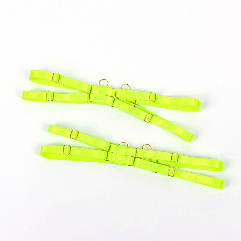 SUBBLIME - 955274 KOMPLET BIELIZNY Z NASZYJNIKIEM I OZDOBAMI NA NOGI FLUORESCENCYJNY ZIELONY S/M