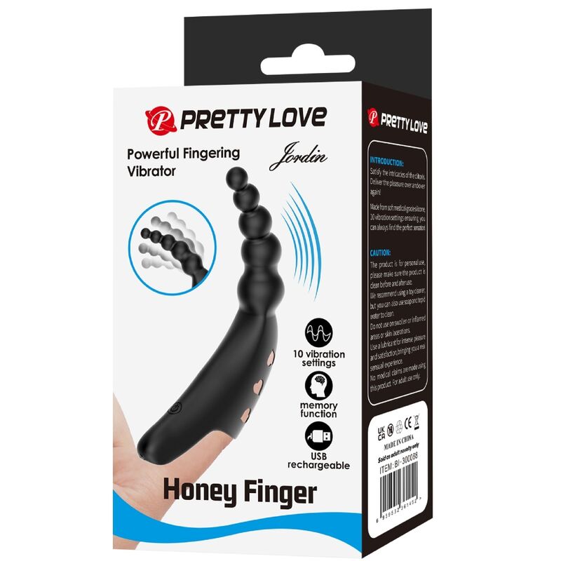 PRETTY LOVE - JORDIN WIBRATOR PALUSZKOWY 10 WIBRACJI CZARNY