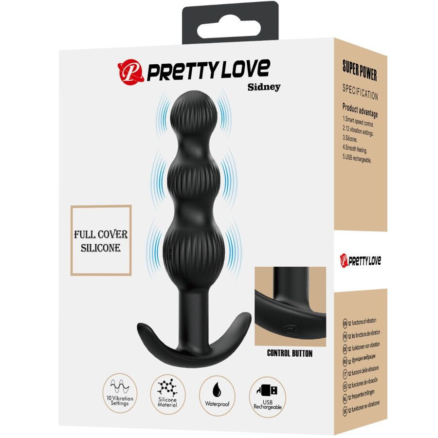 PRETTY LOVE - WIBRATOR ANALNY SIDNEY 10 WIBRACJI CZARNY