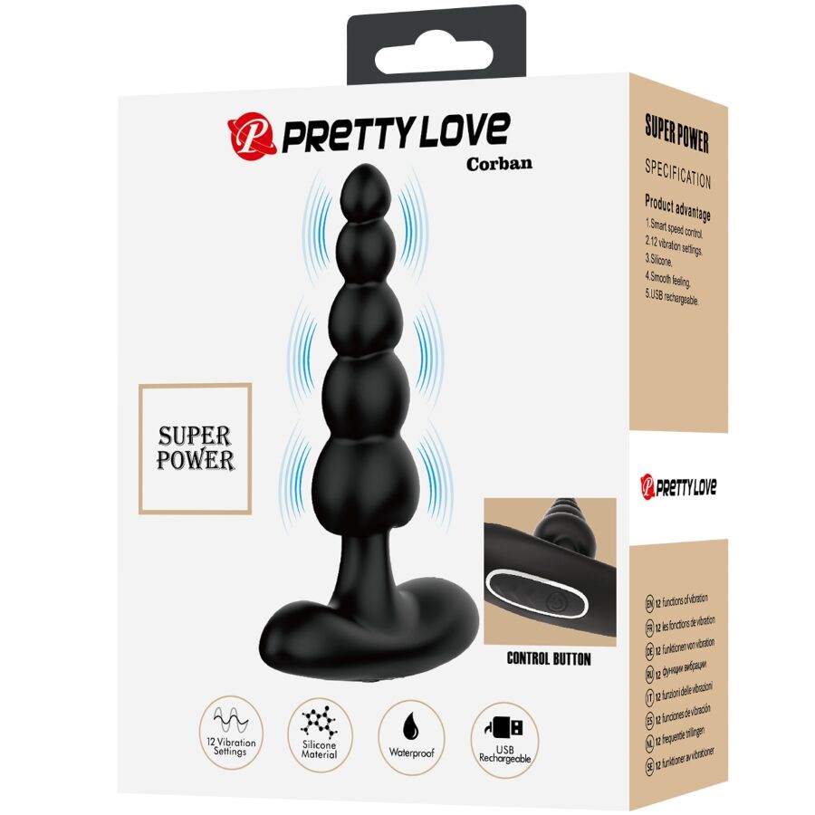PRETTY LOVE - WIBRATOR ANALNY CORBAN 10 WIBRACJI CZARNY