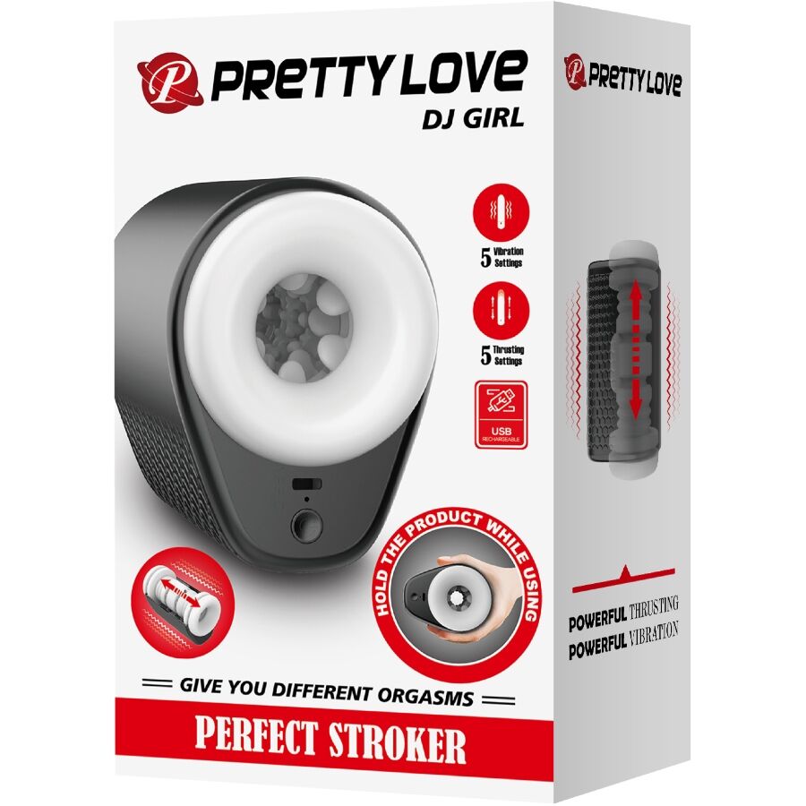 PRETTY LOVE - DJ GIRL MALE MASTURBATOR Z WIBRACJAMI 5 USTAWIEŃ CZARNY