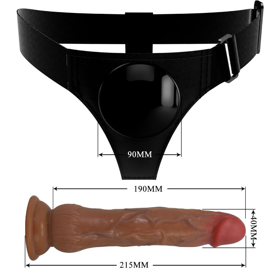 PRETTY LOVE - MAJTKI UPRZĄŻ UNIWERSALNA KYTON Z PSIKAJĄCYM DILDO 19 CM MULATO