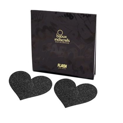 BIJOUX - INDISCRETS NAKLEJKI NA SUTKI W KSZTAŁCIE SERCA FLASH BLACK