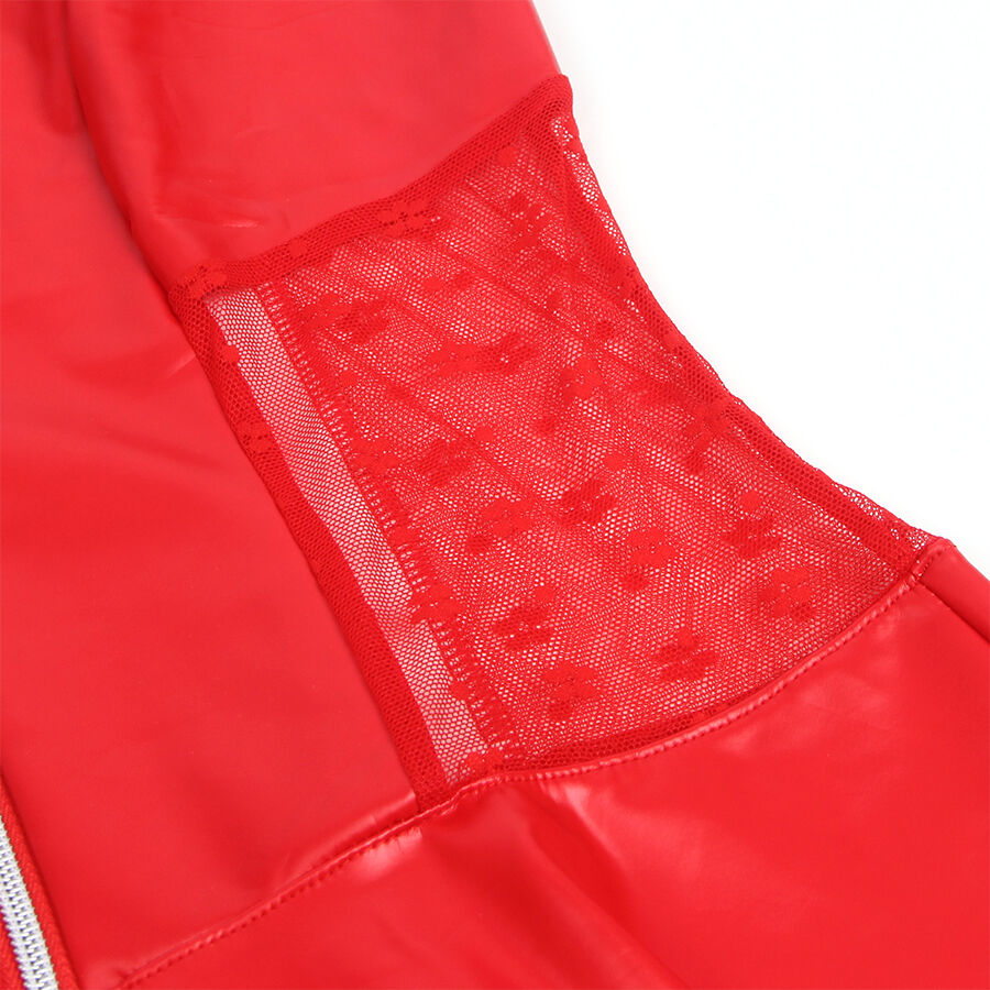 SUBBLIME - 957728 KORONKOWA SUKIENKA SKÓRZANA Z ZAMKIEM CZERWONA S/M