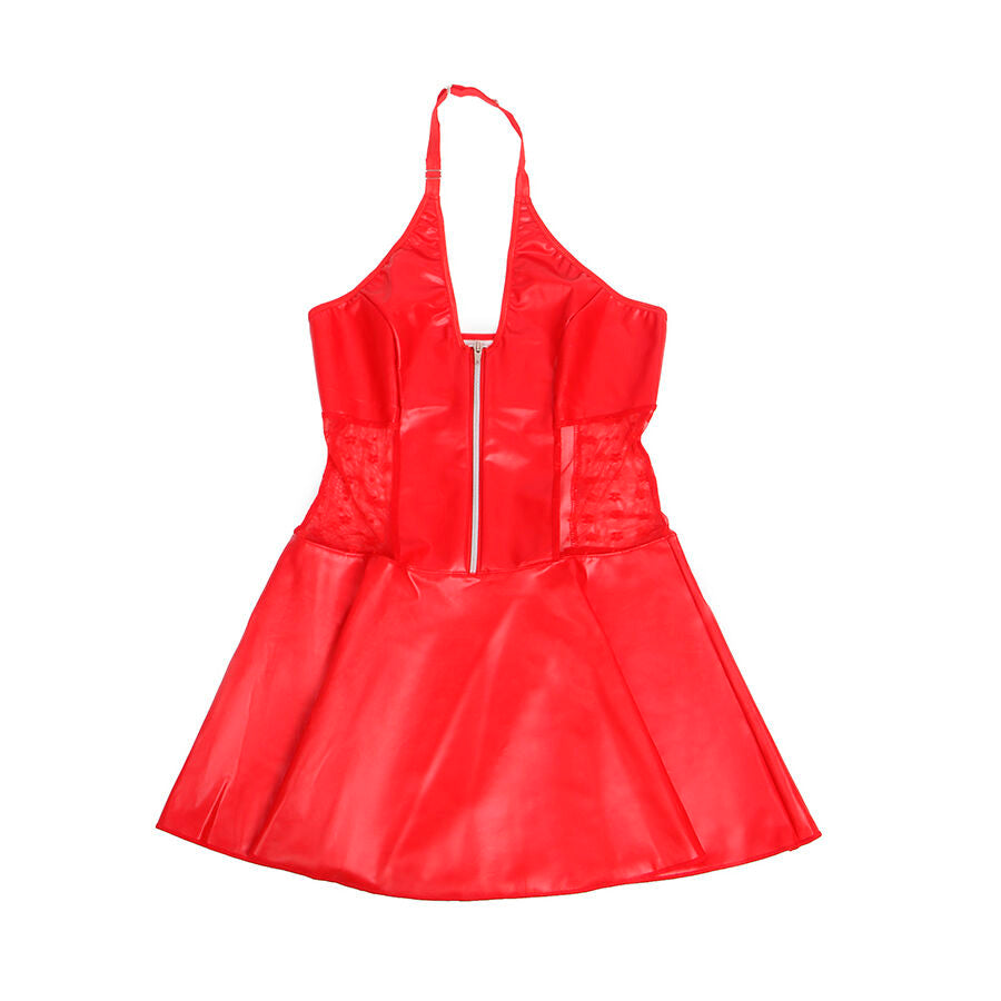 SUBBLIME - 957728 KORONKOWA SUKIENKA SKÓRZANA Z ZAMKIEM CZERWONA S/M