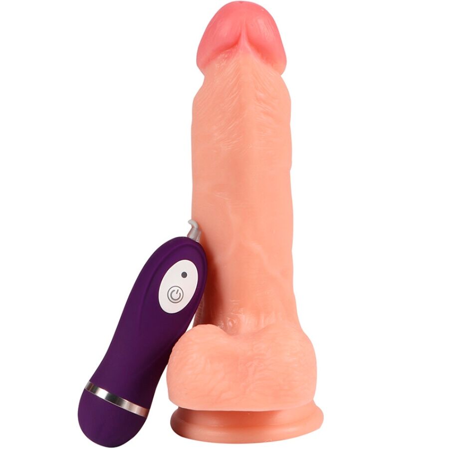 SHEQU - ŻELAZNY SMOCZY WIBRUJĄCY DILDO Z PILOTEM 17,5 CM